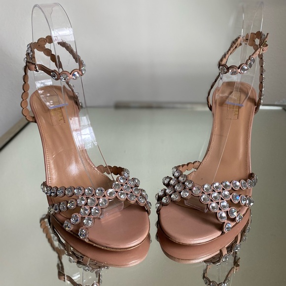 New AQUAZZURA Tequila 85 Blush Leather Sandals $1,525 36 - Picture 8 of 15